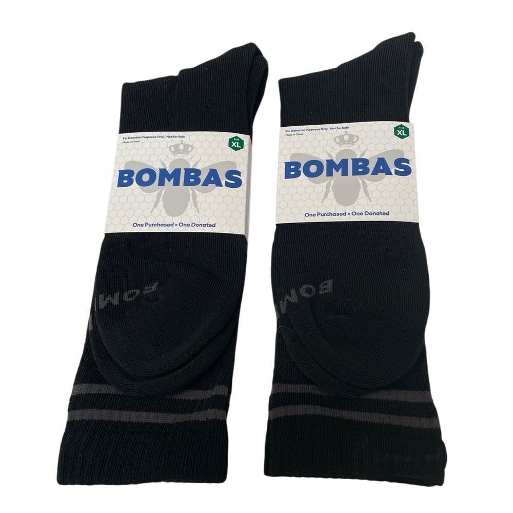 Bombas Men’s Vintage Style Stripe Black Calf Socks Lot Of‎ 2 Size XL